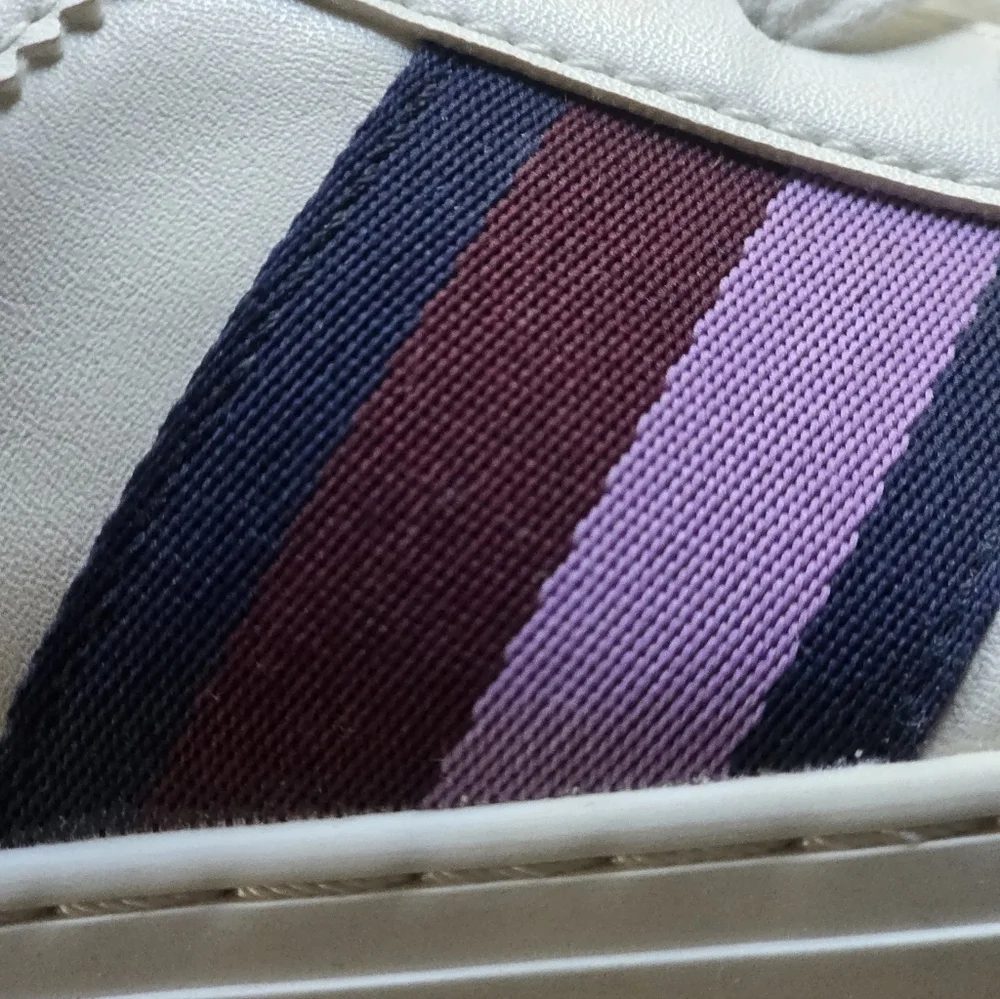 J Crew Factory Striped Road Trip Sneakers White with Multicolor Stripes Sz 7.5
